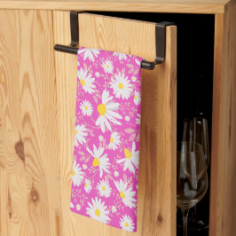 Paño De Cocina Daisies de primavera - Rosa