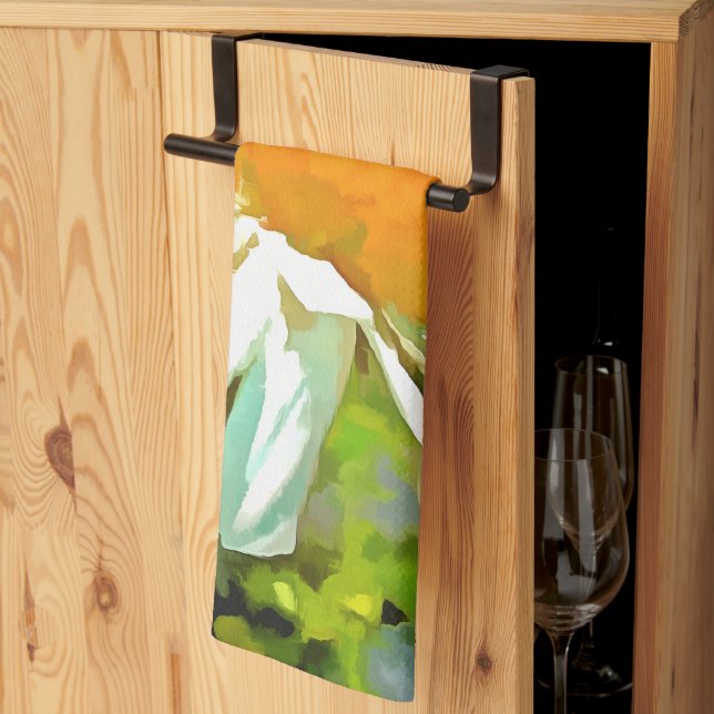 Paño De Cocina Daisies del jardín blanco brillante y brillante ar (Pliegue de tercios)