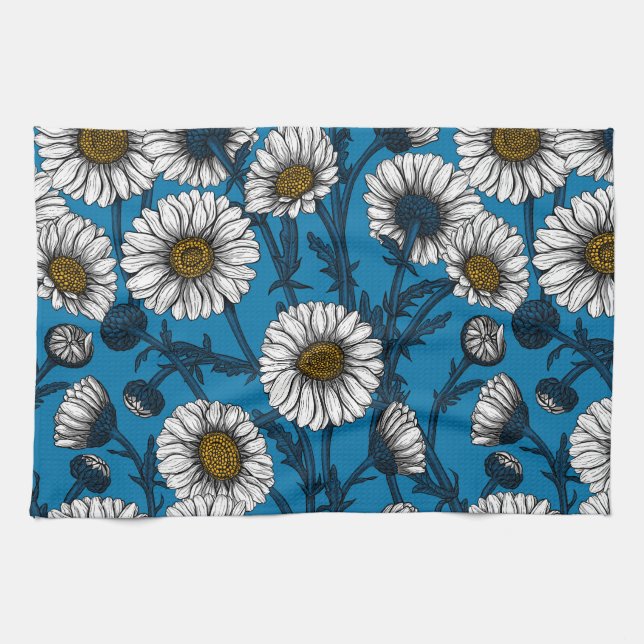 Paño De Cocina Daisies en azul (Horizontal)