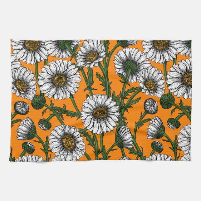 Paño De Cocina Daisies on naranja (Horizontal)