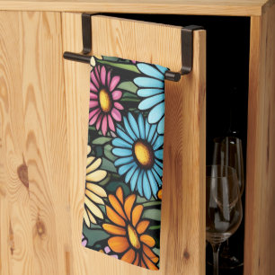 Paño De Cocina Daisies vibrantes bohemias - Aspecto de vidrio man