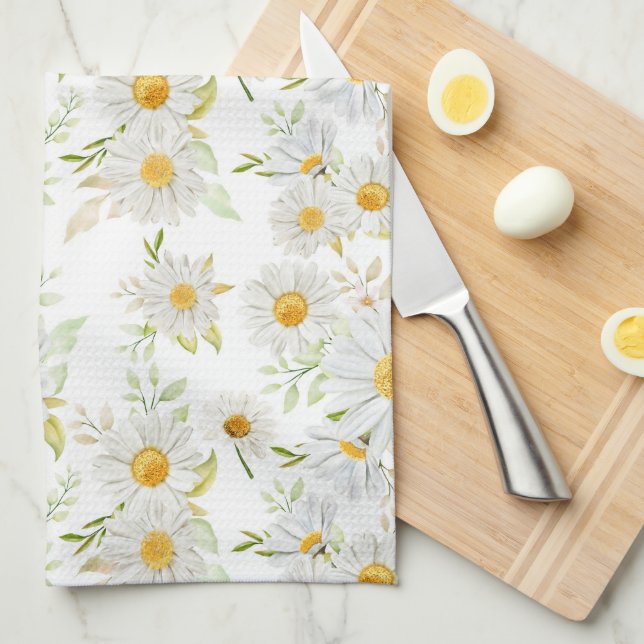 Paño De Cocina Daisy Birthday Shower Wedding Party Floral (Doblado Cuarto)
