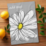 Paño De Cocina Daisy de moda con gris y amarillo<br><div class="desc">Una obra de arte zen y caprichosa,  hipster. Puede añadir un nombre,  un monograma u otro texto personalizado. Si necesita mover el dibujo,  haga clic en el botón personalizar para realizar cambios.</div>