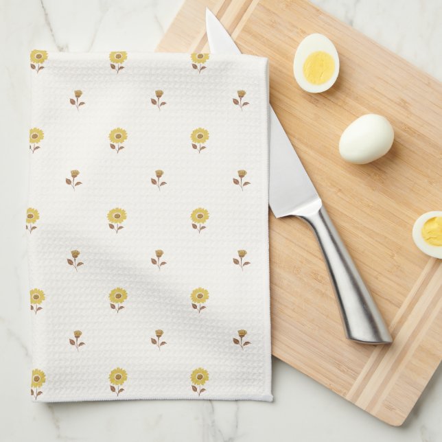 Paño De Cocina Daisy Delight Yellow Brown (Doblado Cuarto)
