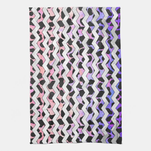Paño De Cocina Dalmación rosa y negra de Chevron (Vertical)