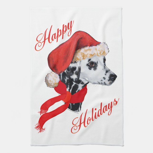 Paño De Cocina Dálmata Felices Fiestas (Vertical)