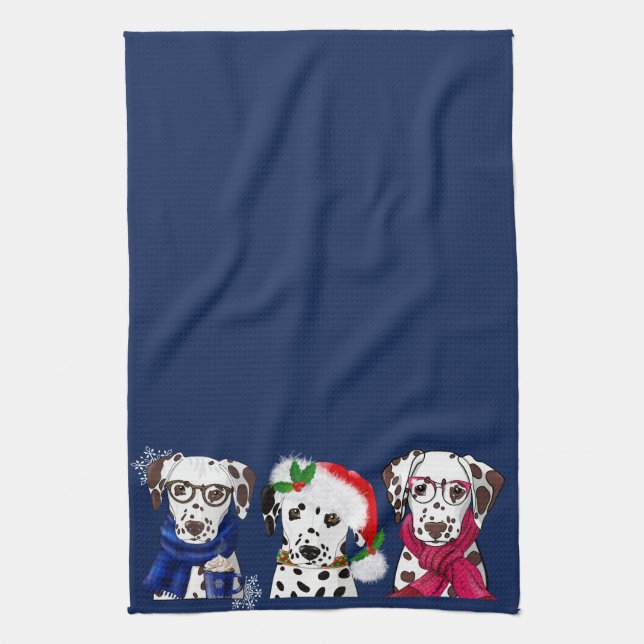 Paño De Cocina Dálmatas de Navidad (Vertical)