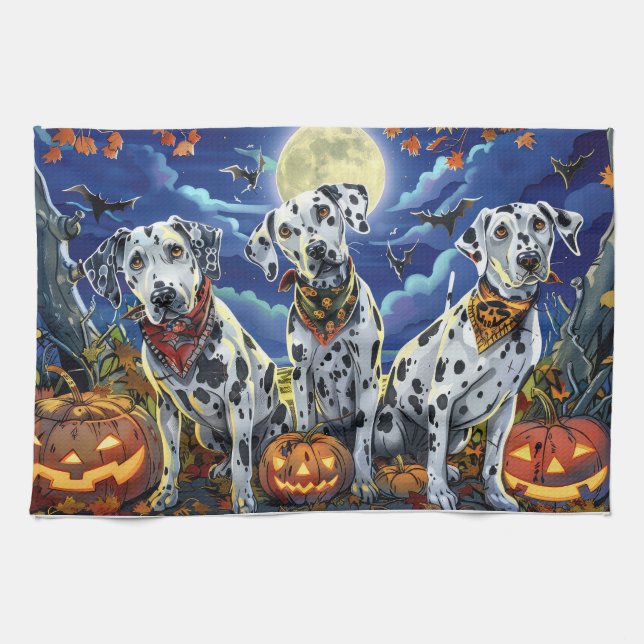 Paño De Cocina Dalmatian Halloween Spooky (Horizontal)