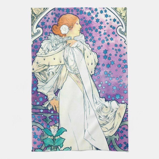 Paño De Cocina Dama de la Camelias, Alphonse Mucha (Vertical)