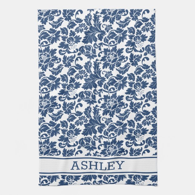 Paño De Cocina Damasco azul (Vertical)
