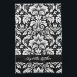 Paño De Cocina Damasco blanco negro y elegante personalizado<br><div class="desc">Esta toalla de cocina está decorada con un elegante diseño de damasco blanco y negro. Personalízalo con tu nombre. Diseñado para ti por Blackberry Boulevard.</div>