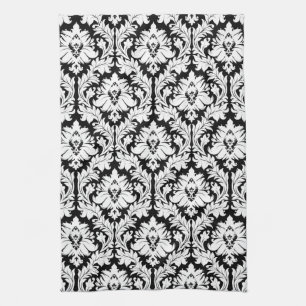 Paño De Cocina Damasco blanco y negro