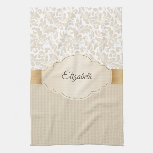 Paño De Cocina Damasco de época elegante (Vertical)