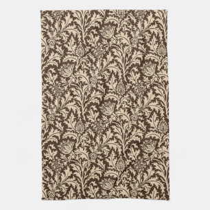 Paño De Cocina Damasco del cardo de William Morris, moreno de