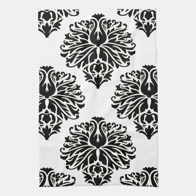 Paño De Cocina Damasco elegante negro (Vertical)