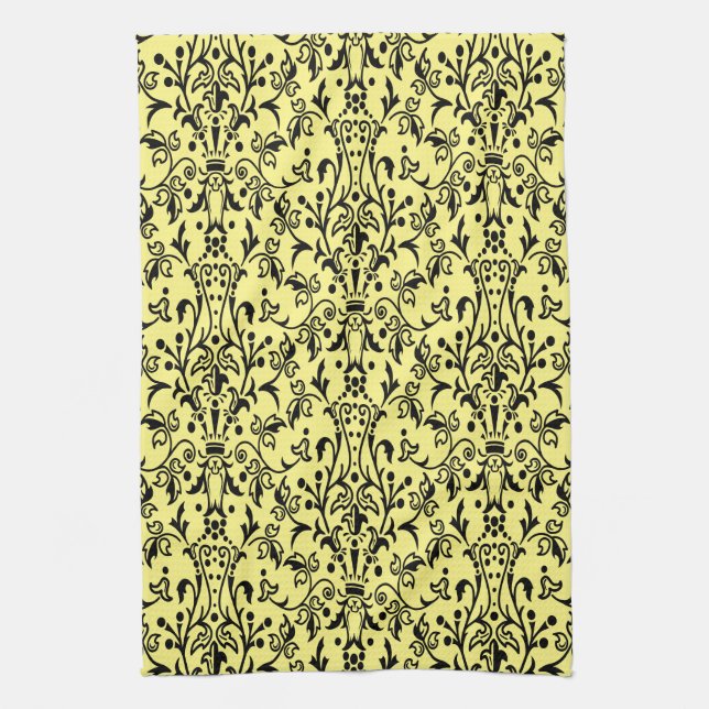 Paño De Cocina Damask Black & Yellow (Vertical)