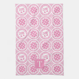 Paño De Cocina Damask de Pickleball Elegante - Motivo Dink Rosa