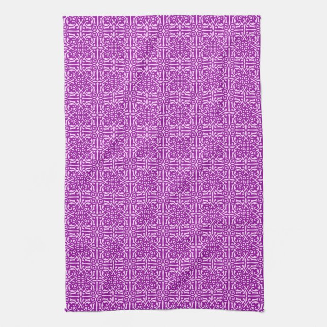 Paño De Cocina Damask medieval Fleur-de-lis, amethyst morple (Vertical)