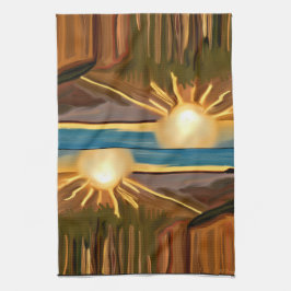 Paño De Cocina Danza del arte abstracto de Cacti