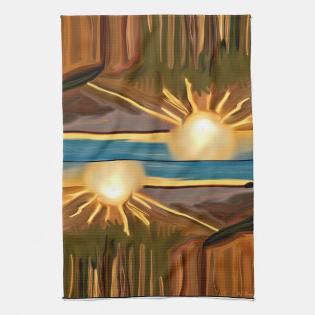 Paño De Cocina Danza del arte abstracto de Cacti (Vertical)