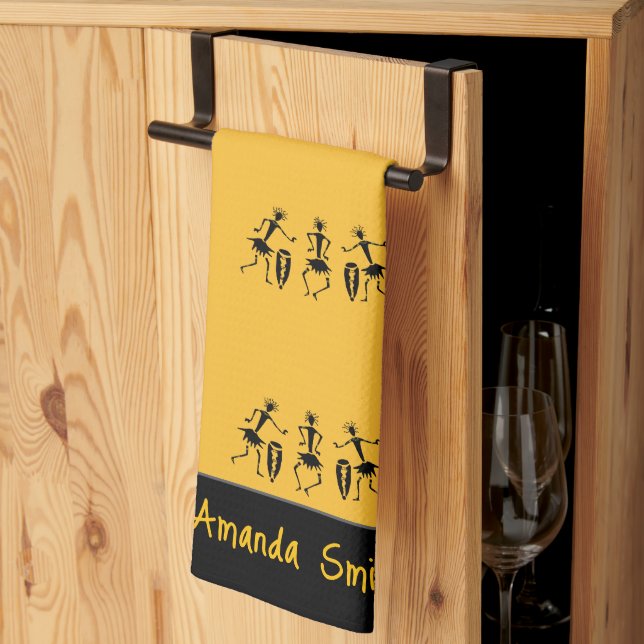 Paño De Cocina Danza inspiradora, Naranja de arte africano lindo (Pliegue de tercios)