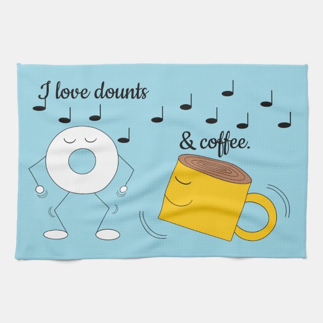 Paño De Cocina Danzando en polvo Donut & Coffee Mug: (Horizontal)