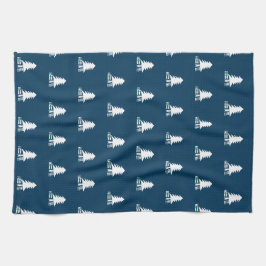 Paño De Cocina Dark Blue and White Christmas Tree Design