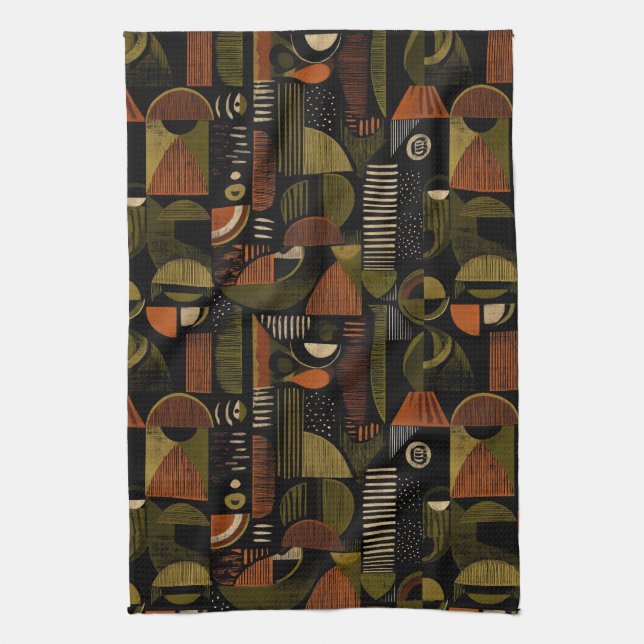 Paño De Cocina Dark Mid Century Geometric Pattern (1) (Vertical)