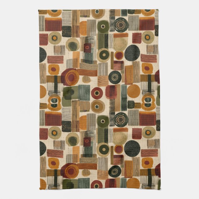 Paño De Cocina Dark Mid Century Geometric Pattern (2) (Vertical)