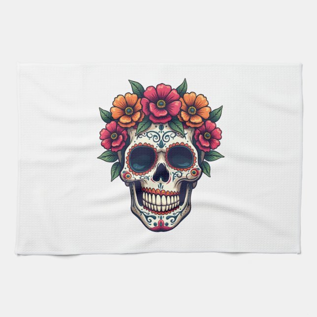 Paño De Cocina Day of the Dead Sugar Skull � Dia de los Muertos S (Horizontal)
