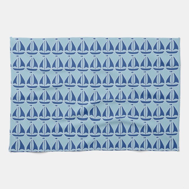 Paño De Cocina De muy buen gusto azul náutico del velero (Horizontal)
