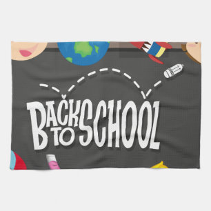 Paño De Cocina De nuevo a tema de la escuela con el muchacho y