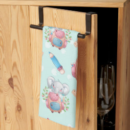 Paño De Cocina De vuelta al patrón de elefantes escolares