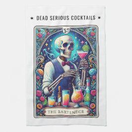 Paño De Cocina Dead Serious Cocktails Tarot Bartender Skeleton