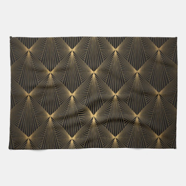 Paño De Cocina Deco de arte, oro negro, moda, elegante,patrón,ele (Horizontal)