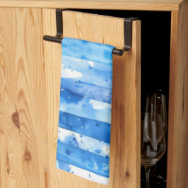 Paño De Cocina Decoración a rayas azules y blancas en la playa