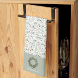 Paño De Cocina decoración botánica elegante y moderna de regalo f<br><div class="desc">Sage verde,  negro,  marrón verde y gris elegante follaje eucalipto acuarela Navidades botánicos naturales decoración de regalo de vacaciones. Diseño minimalista,  depurado y elegante.</div>
