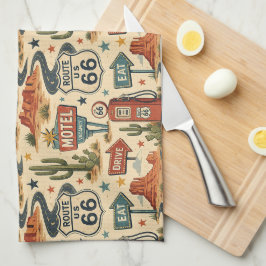 Paño De Cocina Decoración de cocina americana retro de la ruta 66