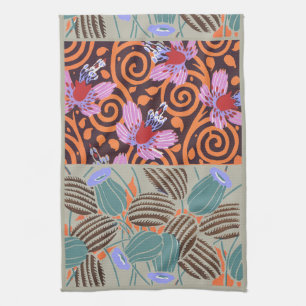 Paño De Cocina Decoración de Flor en Espiral de Rosa y Naranja Vi