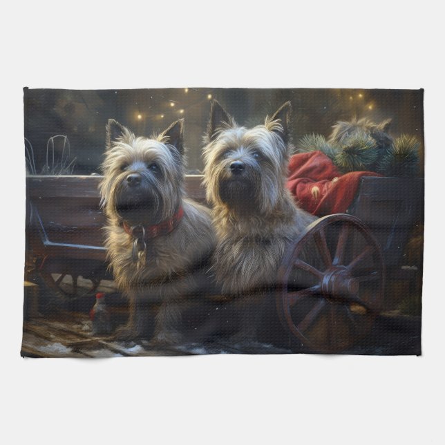 Paño De Cocina Decoración de los Navidades de Cairn Terrier Snowy (Horizontal)