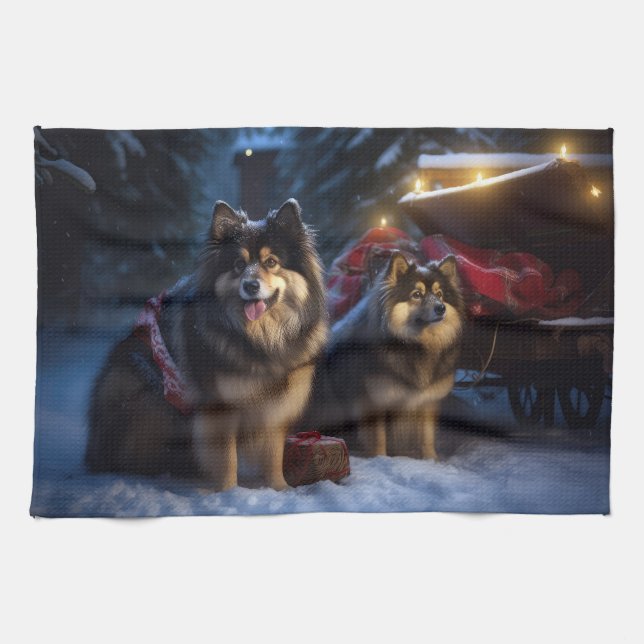 Paño De Cocina Decoración de los Navidades finlandeses Lapphund S (Horizontal)