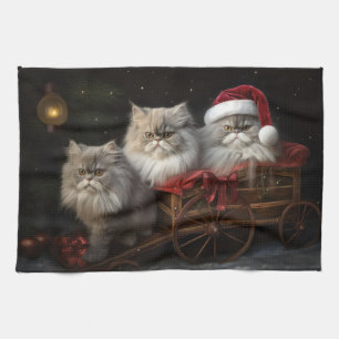 Paño De Cocina Decoración de un gato persa con Navidades Snowy Sl