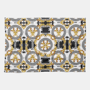 Paño De Cocina Decoración griega de oro negro