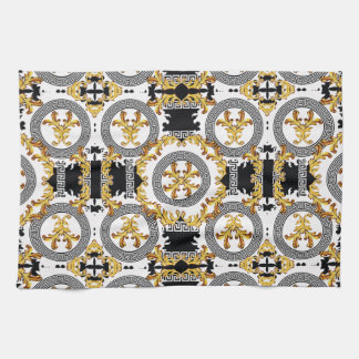 Paño De Cocina Decoración griega de oro negro