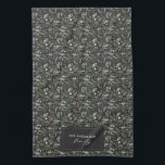 Paño De Cocina Decoración moderna y elegante de regalo familiar<br><div class="desc">Sage verde,  negro,  marrón verde y gris elegante follaje eucalipto acuarela Navidades botánicos naturales decoración de regalo de vacaciones. Diseño minimalista,  depurado y elegante. Con espacio para la personalización de nombres de familia.</div>