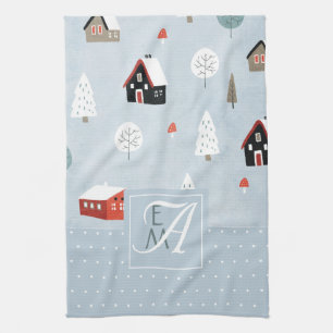 Paño De Cocina Decoración monogramada de Winter Woodland Scandina
