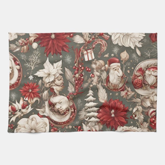Paño De Cocina decoración navideña de cuento de hadas, flores (Horizontal)