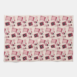 Paño De Cocina Decoración retro en tonos rosas