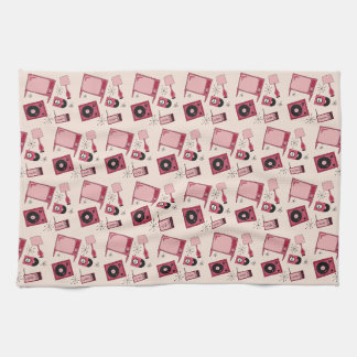 Paño De Cocina Decoración retro en tonos rosas