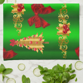 Paño De Cocina Decoraciones De Navidad En Verde